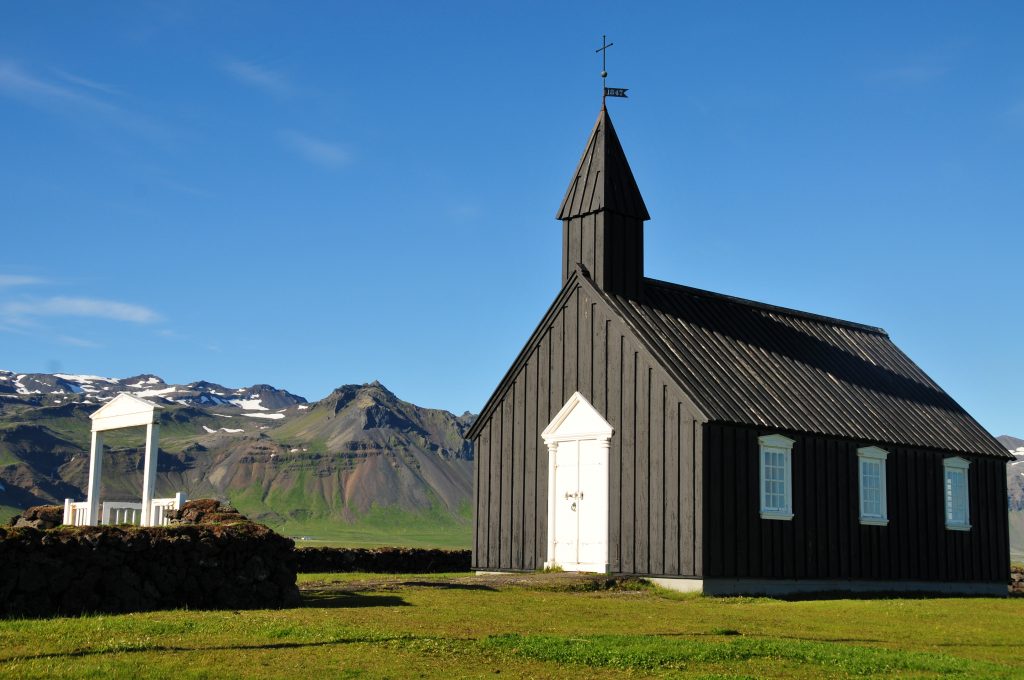 alte Holz-Kirche Búðir, Snæfellsnes Halbinsel, Island