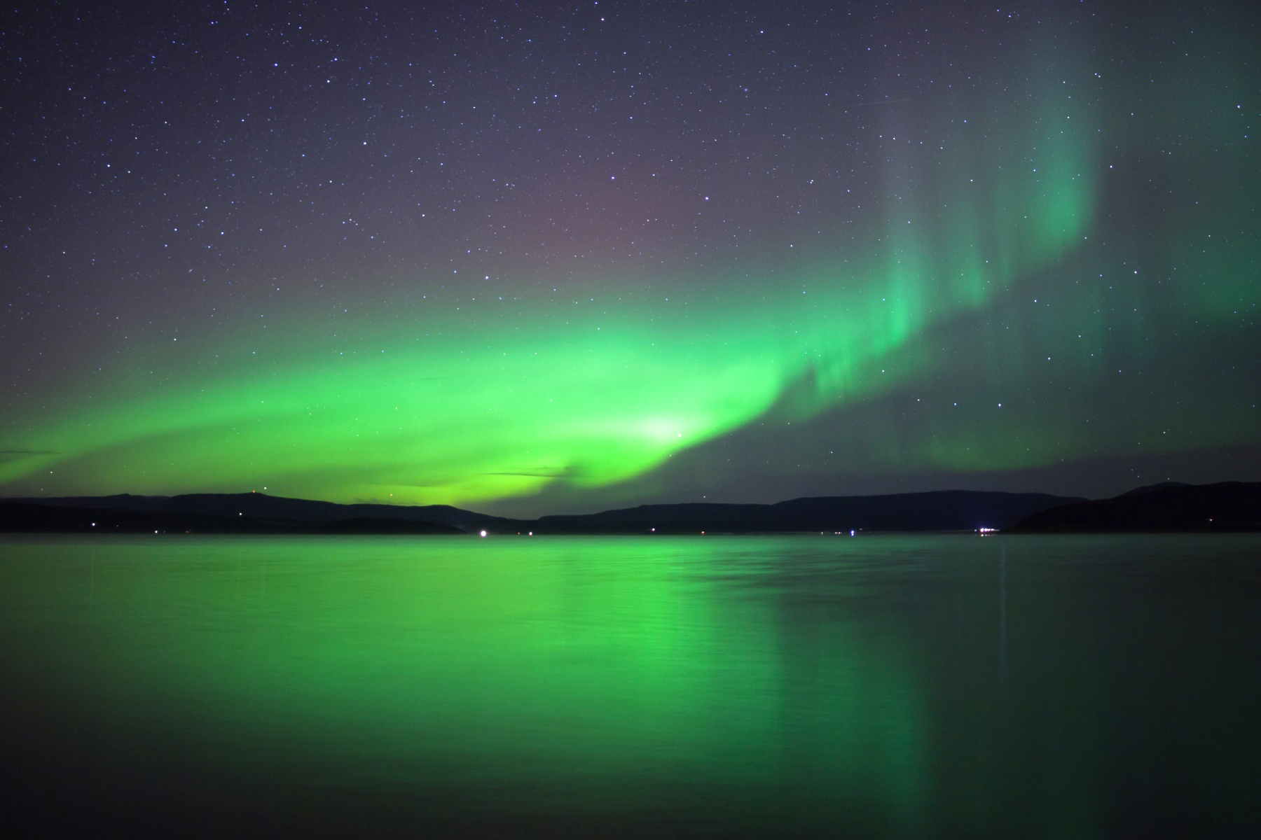 Island, Nordisland, Akureyri, Nordlicht, Polarlicht, gruen