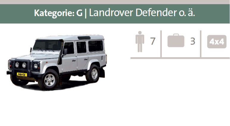 Mietwagen Landrover Defender